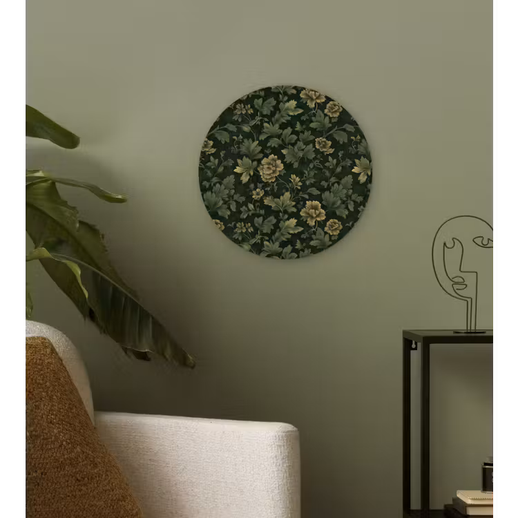 Donker - Groen - Goud - Botanisch Wandcirkel kunststof plaat 5mm dik klein 188 -sfeer3