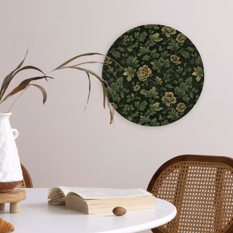 Donker - Groen - Goud - Botanisch Wandcirkel kunststof plaat 5mm dik klein 188 -sfeer4