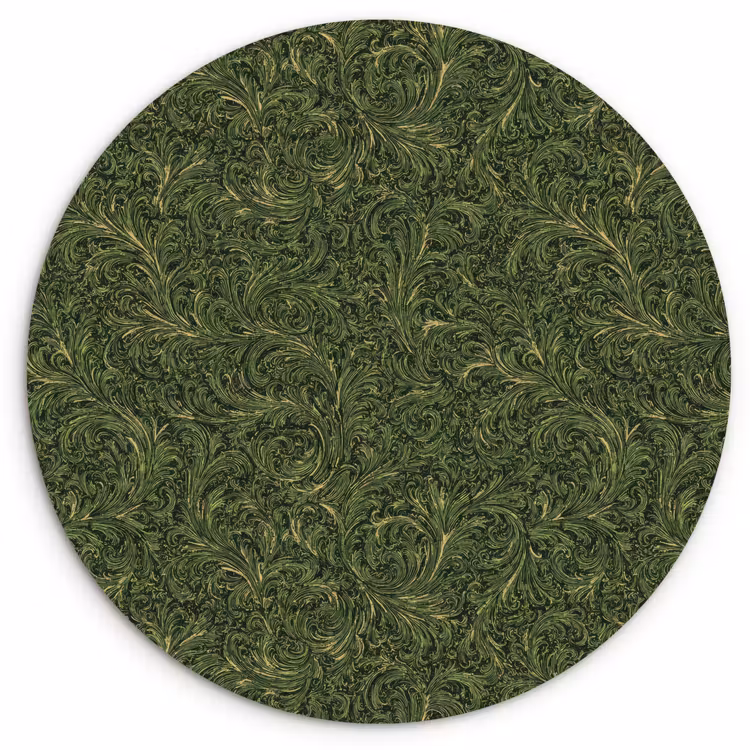 Donker - Groen - Krullend - Botanisch Wandcirkel kunststof plaat 5mm dik klein 188 -3d