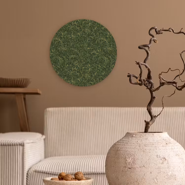 Donker - Groen - Krullend - Botanisch Wandcirkel kunststof plaat 5mm dik klein 188 -sfeer1