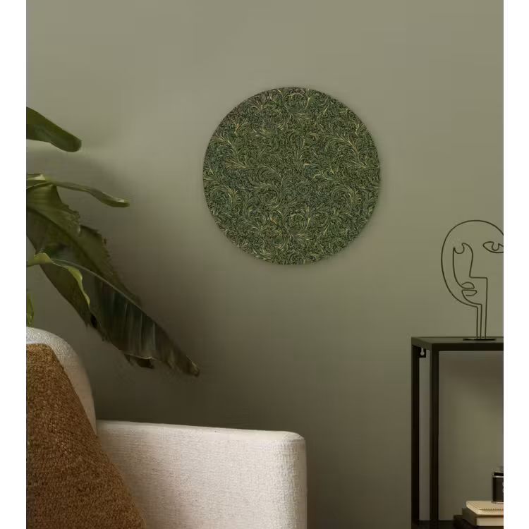 Donker - Groen - Krullend - Botanisch Wandcirkel kunststof plaat 5mm dik klein 188 -sfeer3