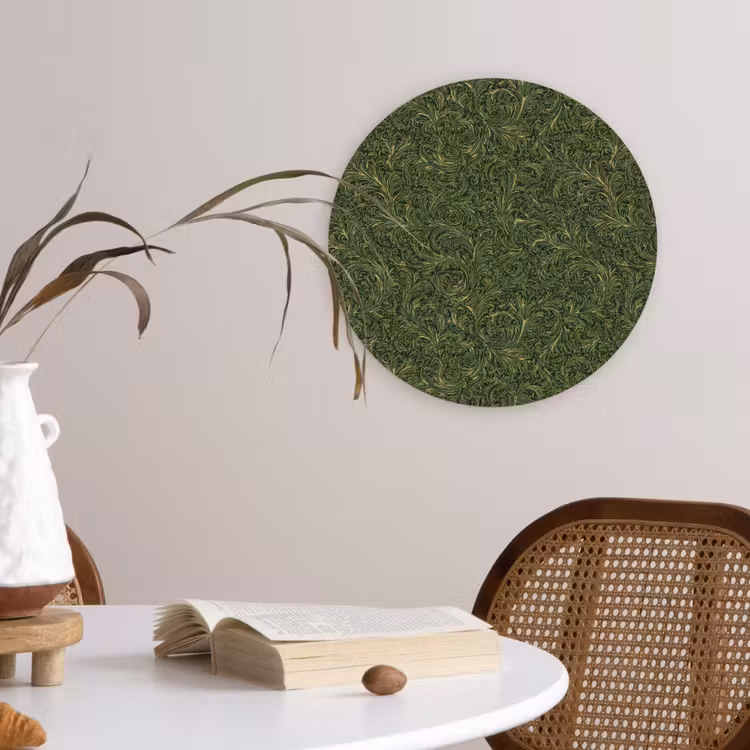 Donker - Groen - Krullend - Botanisch Wandcirkel kunststof plaat 5mm dik klein 188 -sfeer4