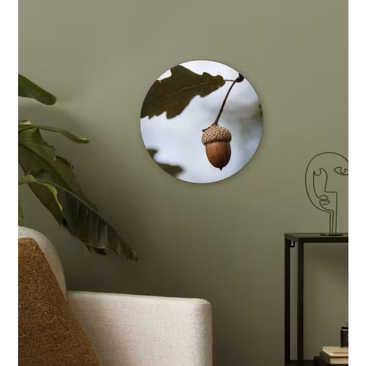 Eikel - Eikenblad - Bos - Herfst - Natuur Wandcirkel kunststof plaat 5mm dik klein -sfeer3