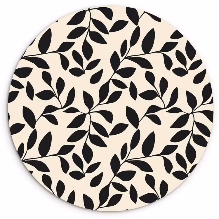Elegant - Patroon - Zwart - Beige Wandcirkel kunststof plaat 5mm dik klein 188 -3d