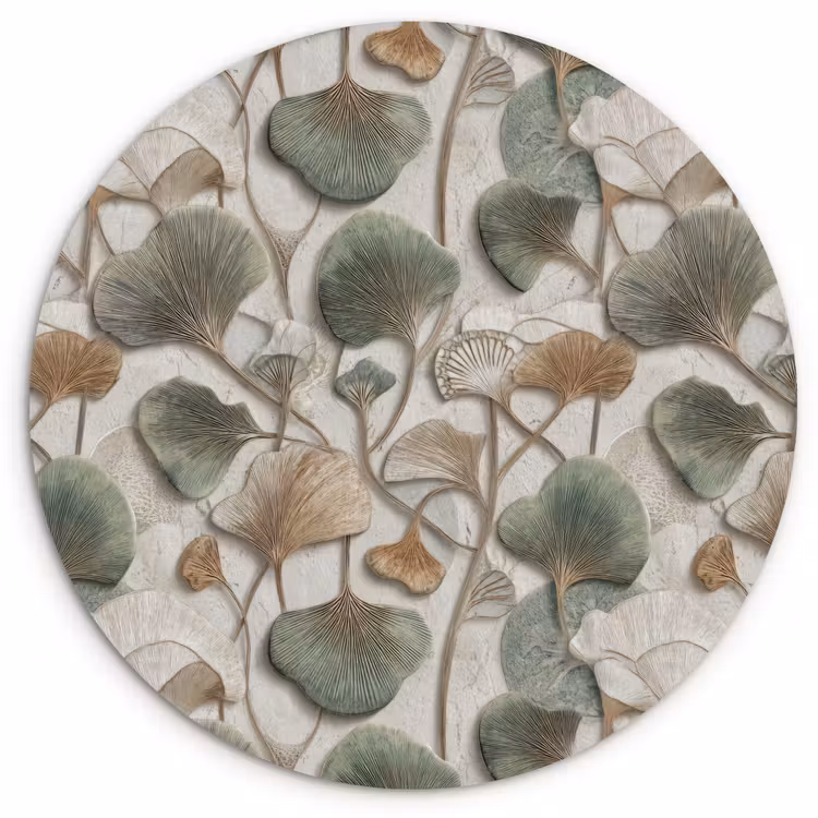 Elegant - Bladeren - Groen Wandcirkel kunststof plaat 5mm dik klein 188 -3d