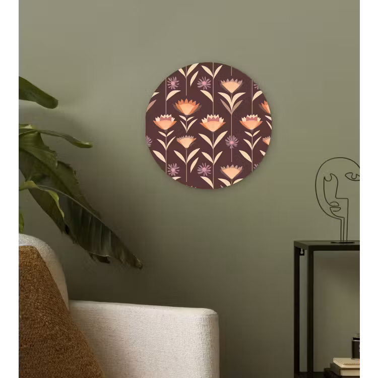 Elegant - Retro - Bruin Wandcirkel kunststof plaat 5mm dik klein 188 -sfeer3