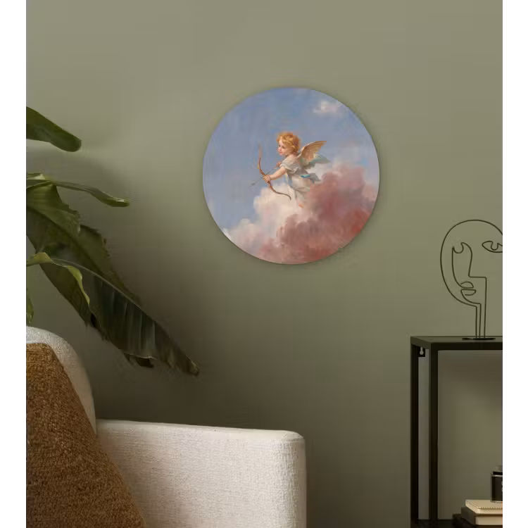 Engel - Pijl en boog - Mythologie - Klassiek Wandcirkel kunststof plaat 5mm dik klein -sfeer3