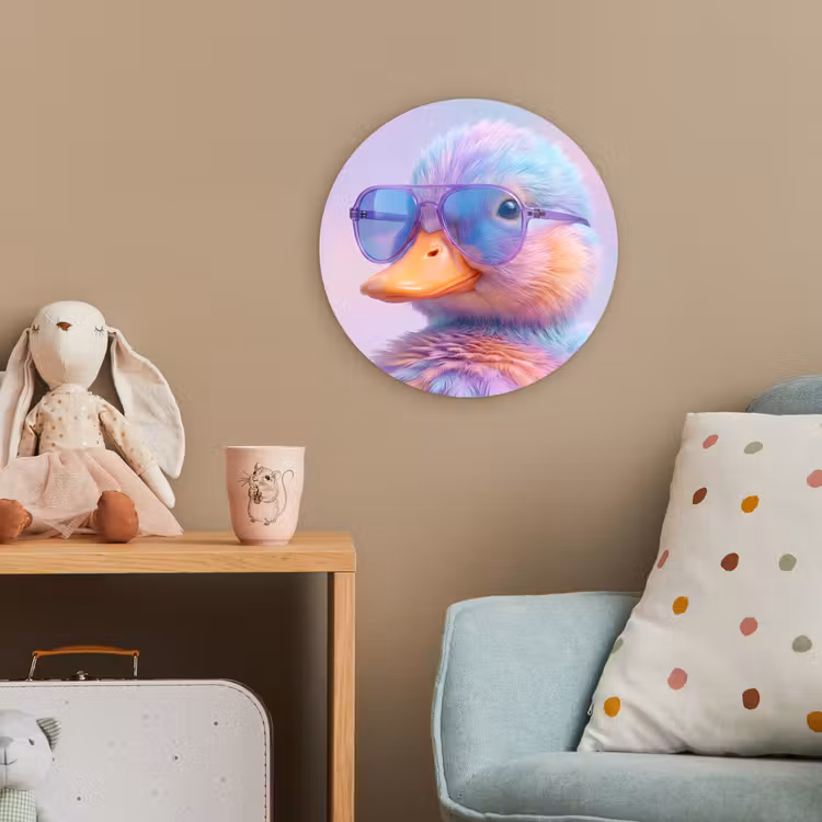Eend - bril - Pastel Wandcirkel kunststof plaat 5mm dik klein -tsfeer1_kind