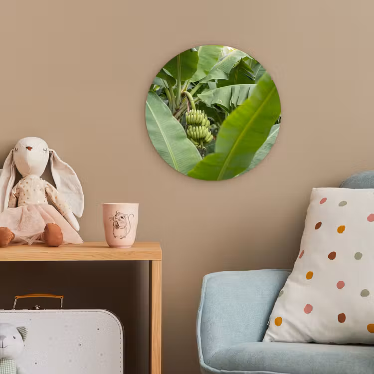 Eten - Bananen - Plantage - Groen Wandcirkel kunststof plaat 5mm dik klein -tsfeer1_kind