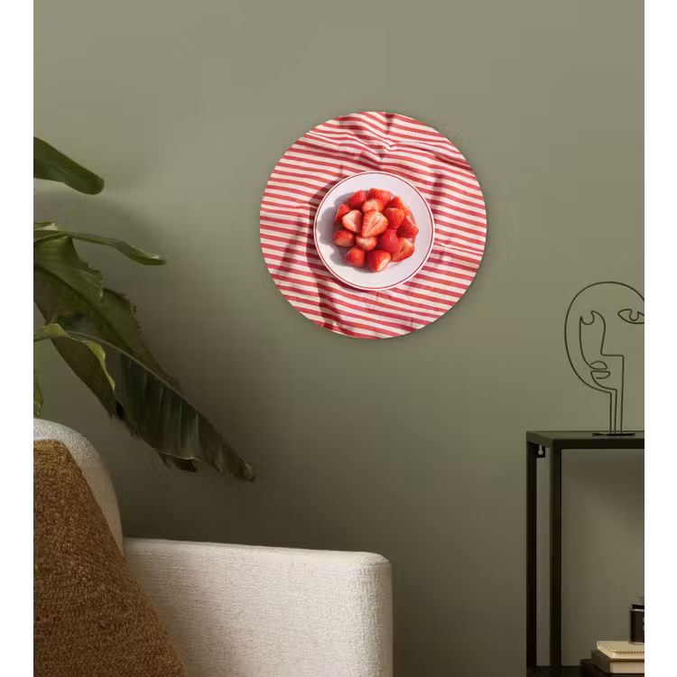 Eten - Aardbeien - Fruit - Zomer - Rood Wandcirkel kunststof plaat 5mm dik klein -sfeer3