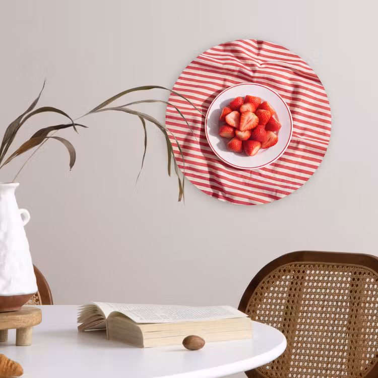 Eten - Aardbeien - Fruit - Zomer - Rood Wandcirkel kunststof plaat 5mm dik klein -sfeer4