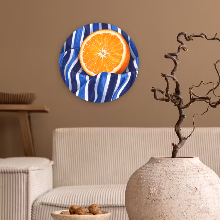 Forexbild Rund - Essen – Obst – Orange - Eten - Fruit - Oranje Wandcirkel kunststof plaat 5mm dik klein