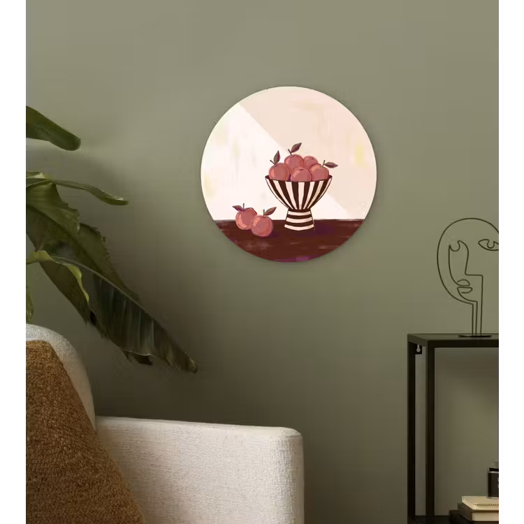 Eten - Schaal - Stilleven - Modern - Rood Wandcirkel kunststof plaat 5mm dik klein -sfeer3