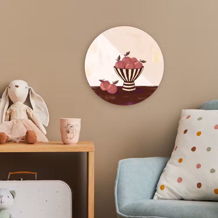 Eten - Schaal - Stilleven - Modern - Rood Wandcirkel kunststof plaat 5mm dik klein -tsfeer1_kind