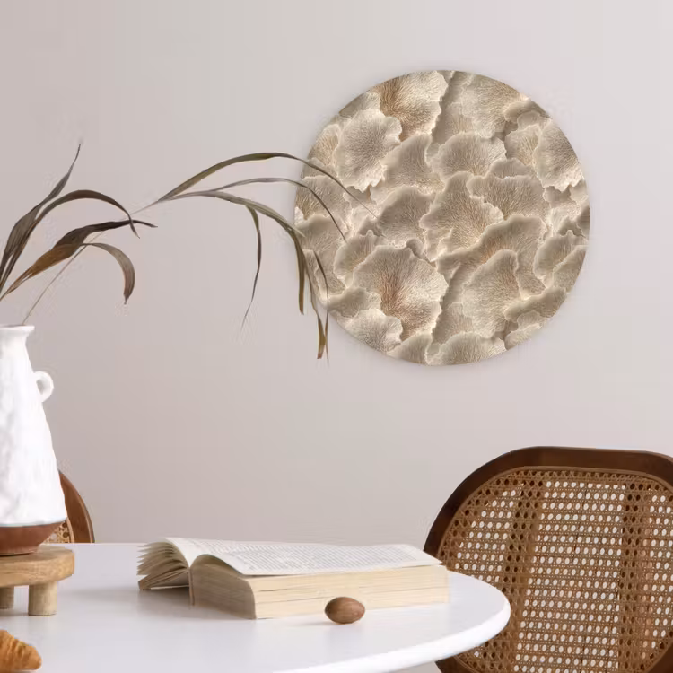 Waaierstructuren - Beige - Vezeltextuur Wandcirkel kunststof plaat 5mm dik klein 188 -sfeer4