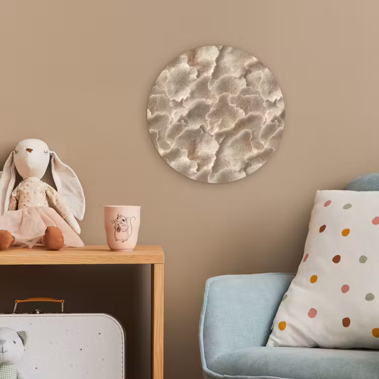 Waaierstructuren - Beige - Vezeltextuur Wandcirkel kunststof plaat 5mm dik klein 188 -tsfeer1_kind