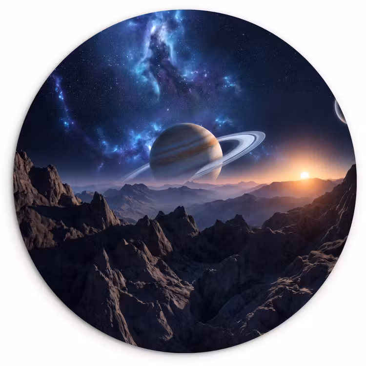 Fantasy - Kosmos - Landschap Wandcirkel kunststof plaat 5mm dik klein -3d