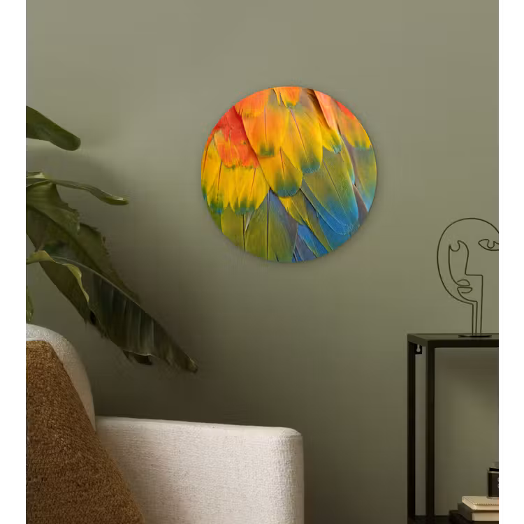 Veren - Ara - Kleurrijk Wandcirkel kunststof plaat 5mm dik klein -sfeer3