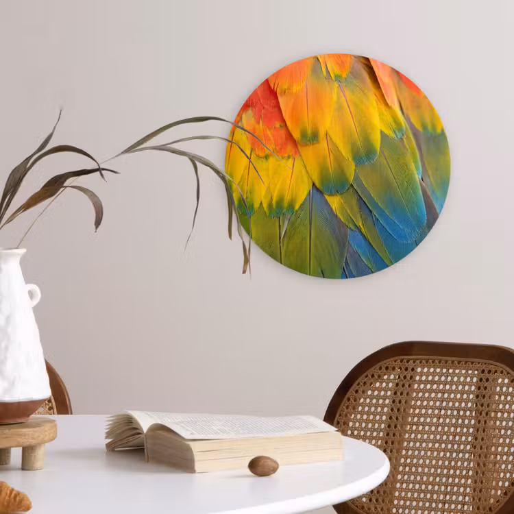 Veren - Ara - Kleurrijk Wandcirkel kunststof plaat 5mm dik klein -sfeer4