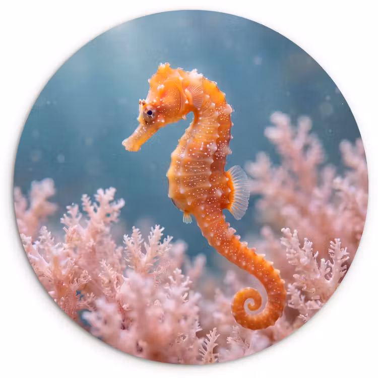 Vis - Koraal - Oceaan - Macro - Oranje Wandcirkel kunststof plaat 5mm dik klein -3d