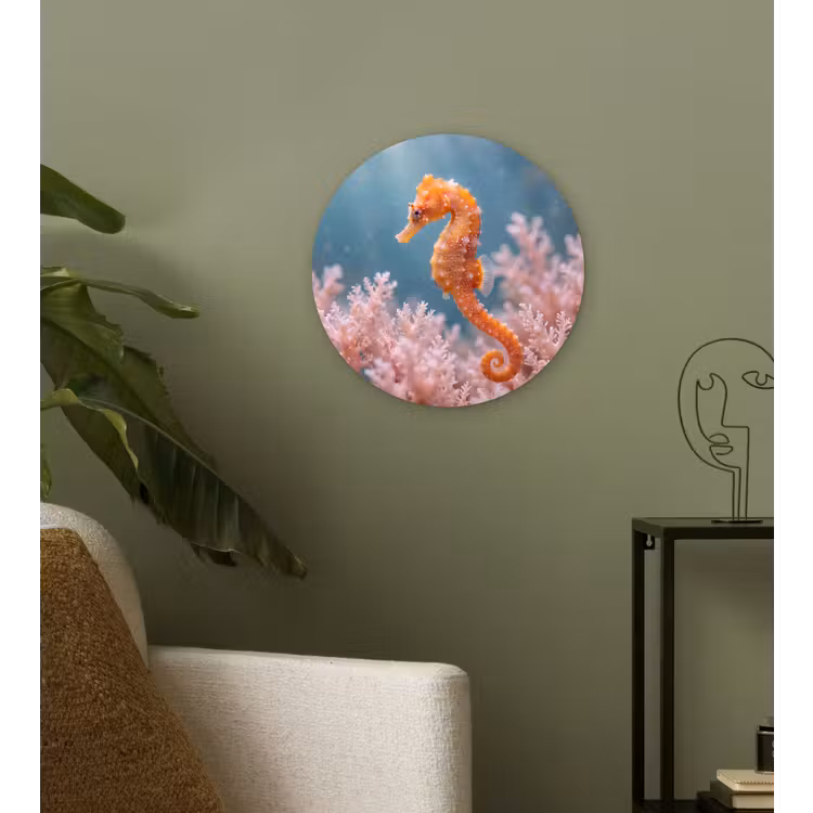 Vis - Koraal - Oceaan - Macro - Oranje Wandcirkel kunststof plaat 5mm dik klein -sfeer3