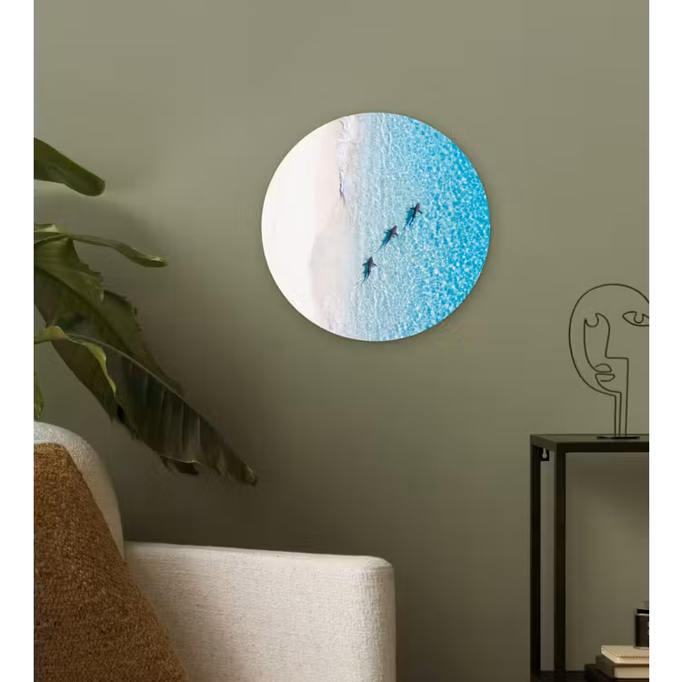 Vis - Oceaan - Strand - Turquoise - Natuur Wandcirkel kunststof plaat 5mm dik klein -sfeer3
