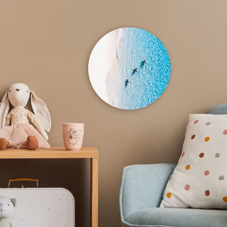 Vis - Oceaan - Strand - Turquoise - Natuur Wandcirkel kunststof plaat 5mm dik klein -tsfeer1_kind