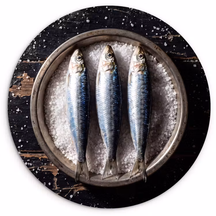 Forexbild Rund - Fisch – Salz – Essen - Vis - Zout - Eten Wandcirkel kunststof plaat 5mm dik klein