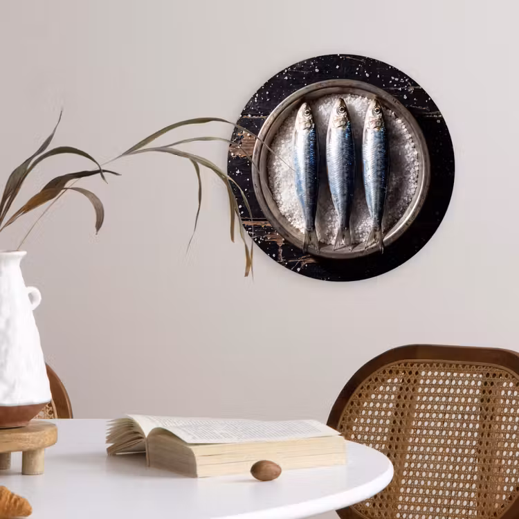 Forexbild Rund - Fisch – Salz – Essen - Vis - Zout - Eten Wandcirkel kunststof plaat 5mm dik klein