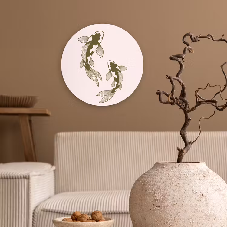 Vis - Zwemmend - Groen - Abstract - Dieren Wandcirkel kunststof plaat 5mm dik klein -sfeer1