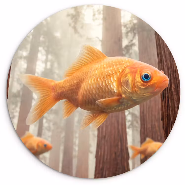 Forexbild Rund - Fisch – Wald – Fantasie - Vis - Bos - Fantasie Wandcirkel kunststof plaat 5mm dik klein