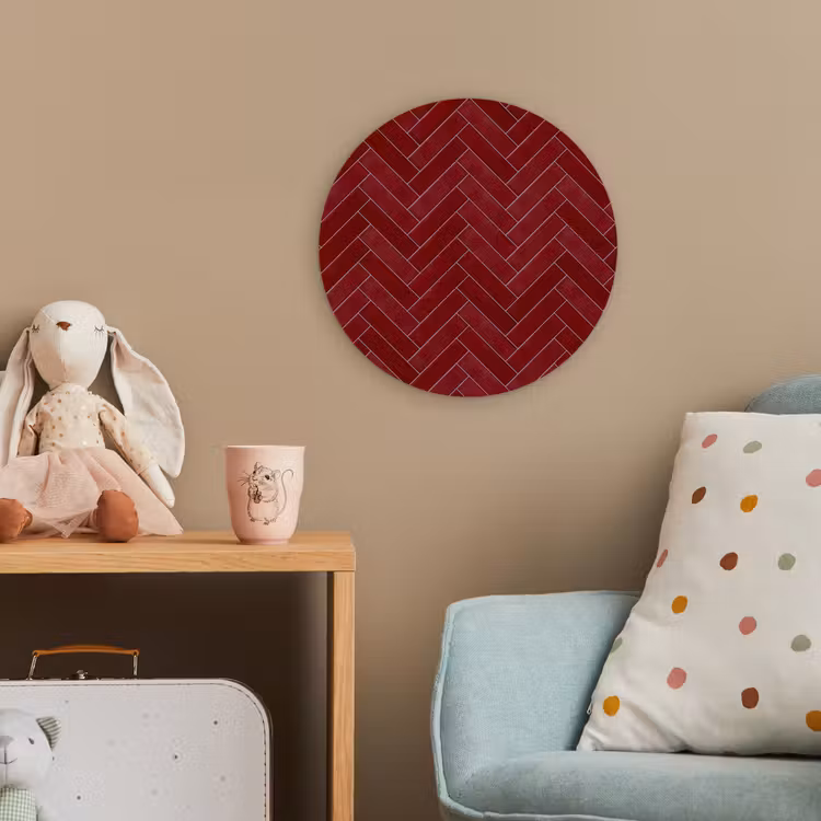 Visgraat - Wandtegel - Bordeaux - Rood Wandcirkel kunststof plaat 5mm dik klein 188 -tsfeer1_kind