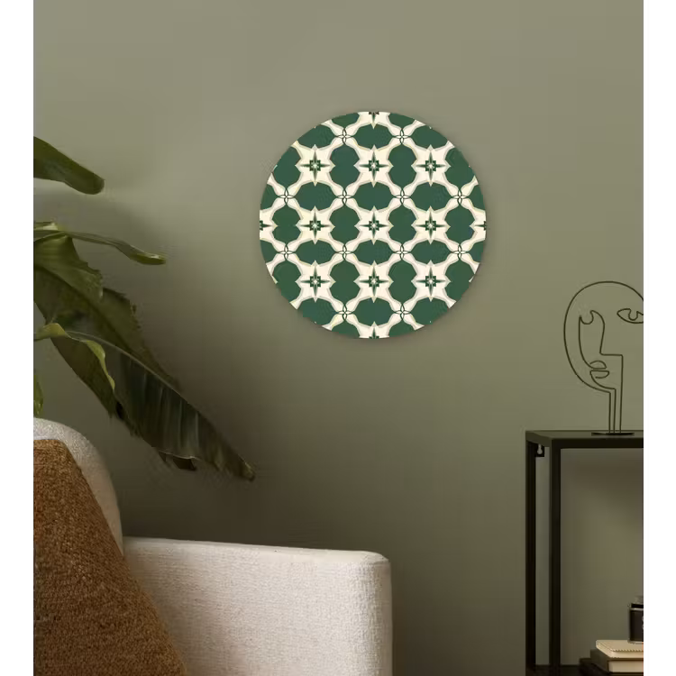 Tegel - Klassiek - Groen Wandcirkel kunststof plaat 5mm dik klein 188 -sfeer3