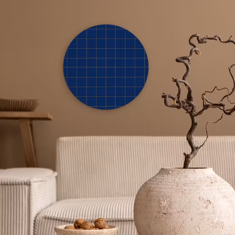 Tegel - Patroon - Blauw Wandcirkel kunststof plaat 5mm dik klein 188 -sfeer1