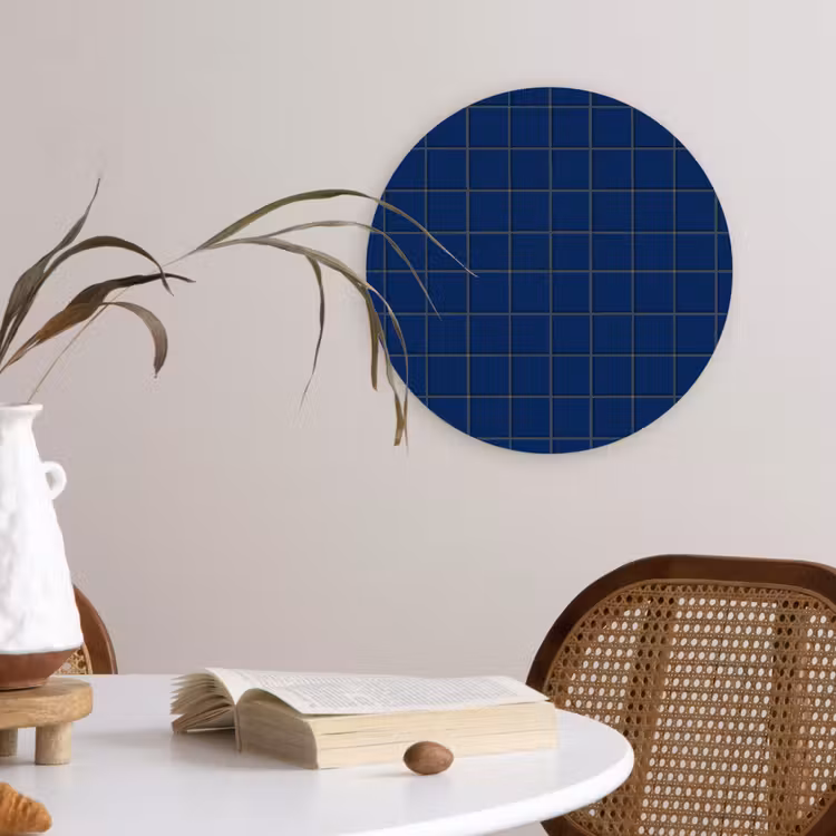 Tegel - Patroon - Blauw Wandcirkel kunststof plaat 5mm dik klein 188 -sfeer4