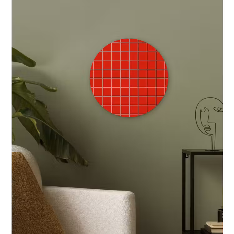 Tegel - Patroon - Kersen - Rood Wandcirkel kunststof plaat 5mm dik klein 188 -sfeer3