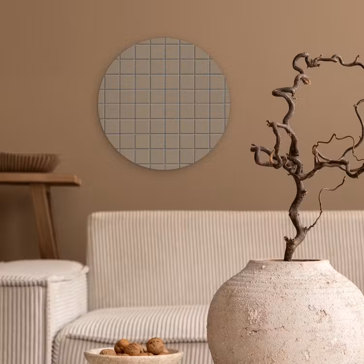 Tegel - Patroon - Taupe Wandcirkel kunststof plaat 5mm dik klein 188 -sfeer1