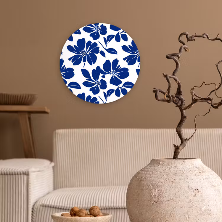 Floraal - Modern - Blauw Wandcirkel kunststof plaat 5mm dik klein 188 -sfeer1