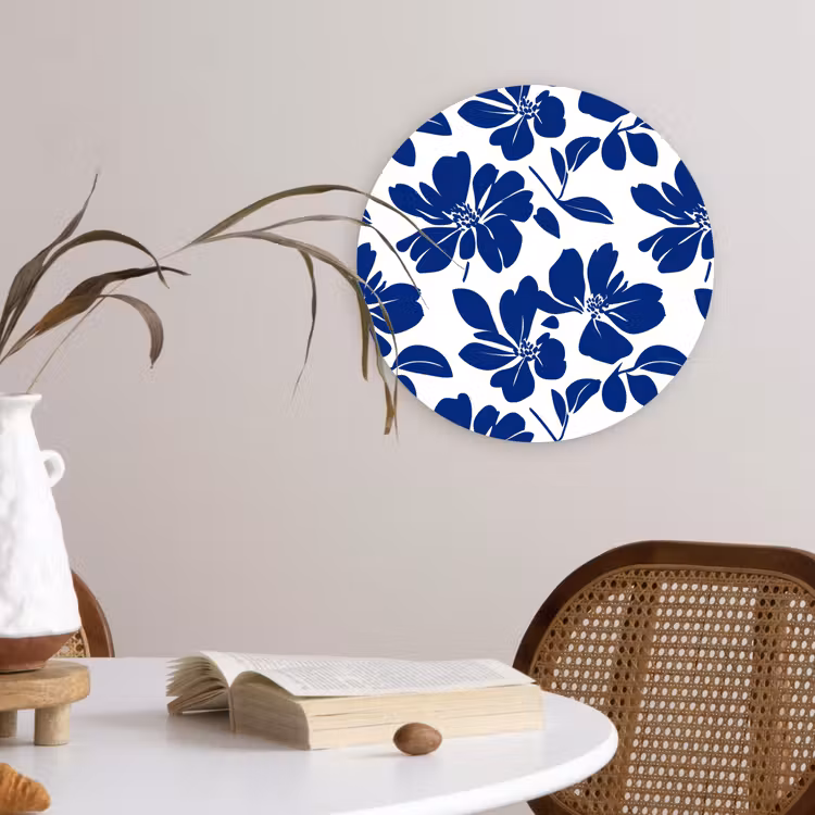 Floraal - Modern - Blauw Wandcirkel kunststof plaat 5mm dik klein 188 -sfeer4