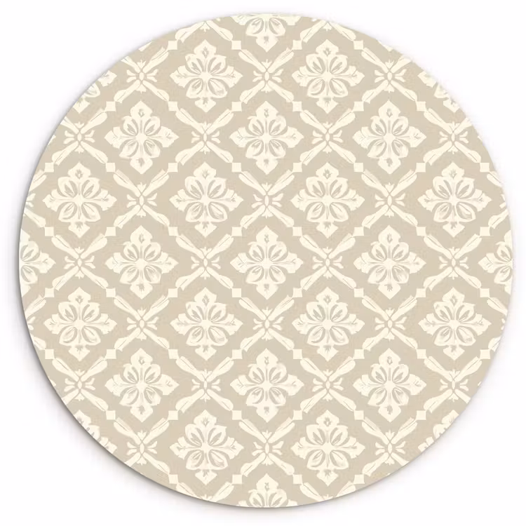 Floraal - Ornament - Beige Wandcirkel kunststof plaat 5mm dik klein 188 -3d