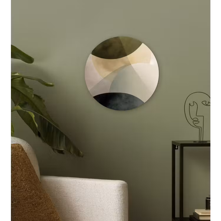 Vlakken - Abstract - Beige - Cirkels Wandcirkel kunststof plaat 5mm dik klein -sfeer3