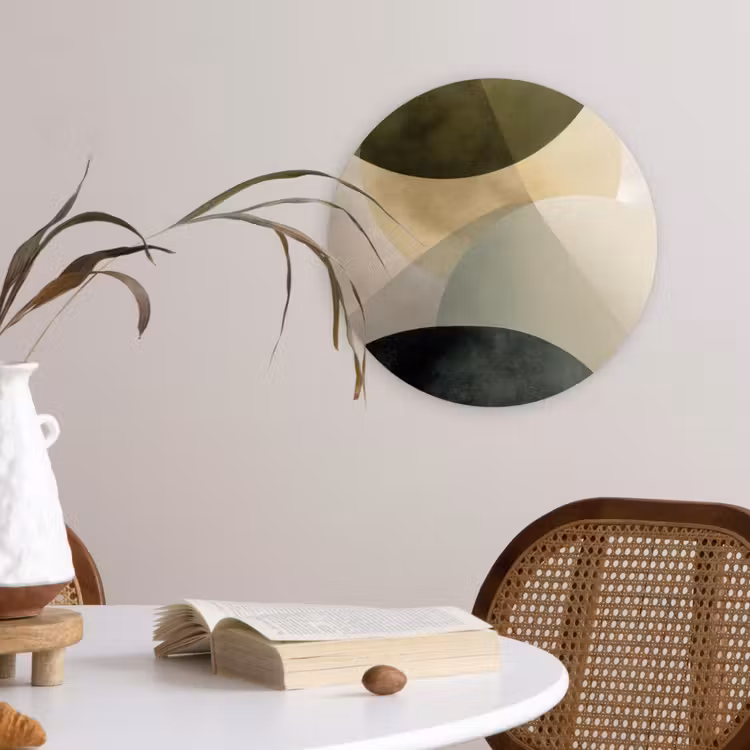 Vlakken - Abstract - Beige - Cirkels Wandcirkel kunststof plaat 5mm dik klein -sfeer4