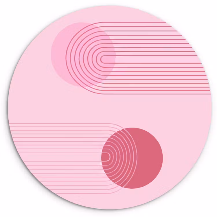 Vormen - Lijnen - Minimalistisch - Roze Wandcirkel kunststof plaat 5mm dik klein -3d