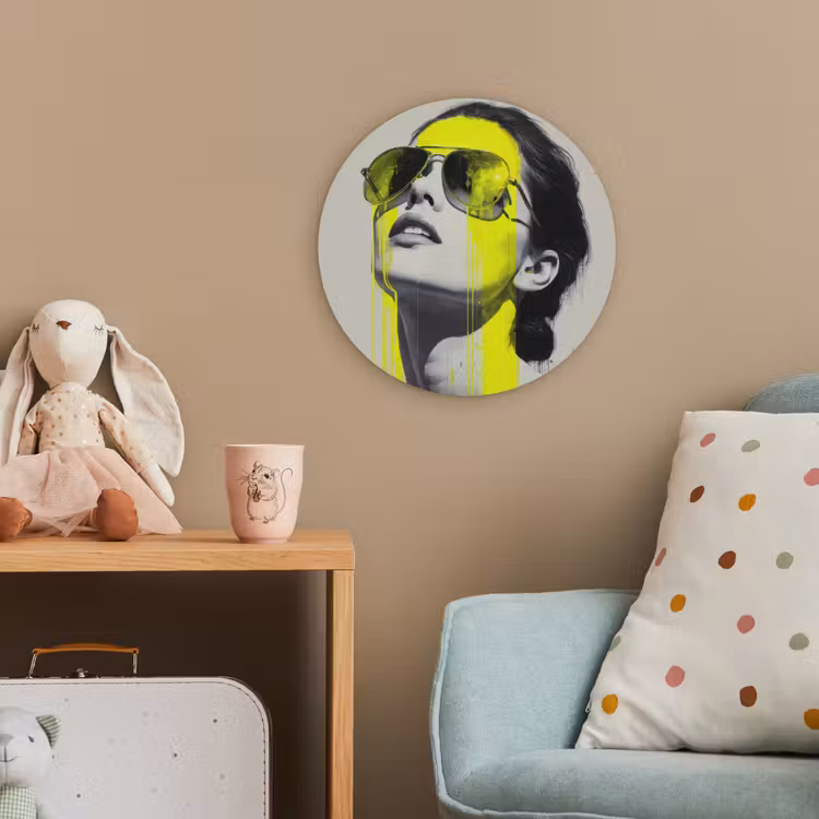 Vrouw - Bril - Verf Wandcirkel kunststof plaat 5mm dik klein -tsfeer1_kind