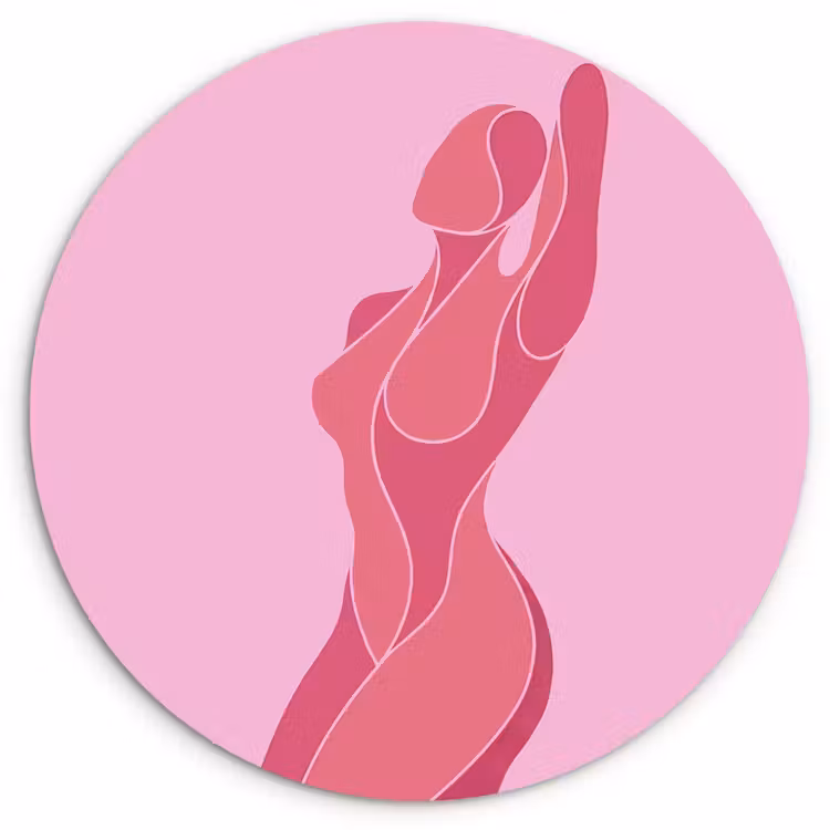 Vrouw - Lichaam - Abstract - Roze Wandcirkel kunststof plaat 5mm dik klein -3d
