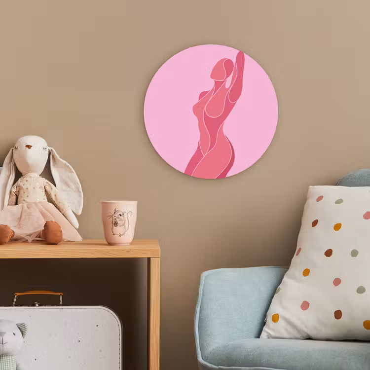 Vrouw - Lichaam - Abstract - Roze Wandcirkel kunststof plaat 5mm dik klein -tsfeer1_kind