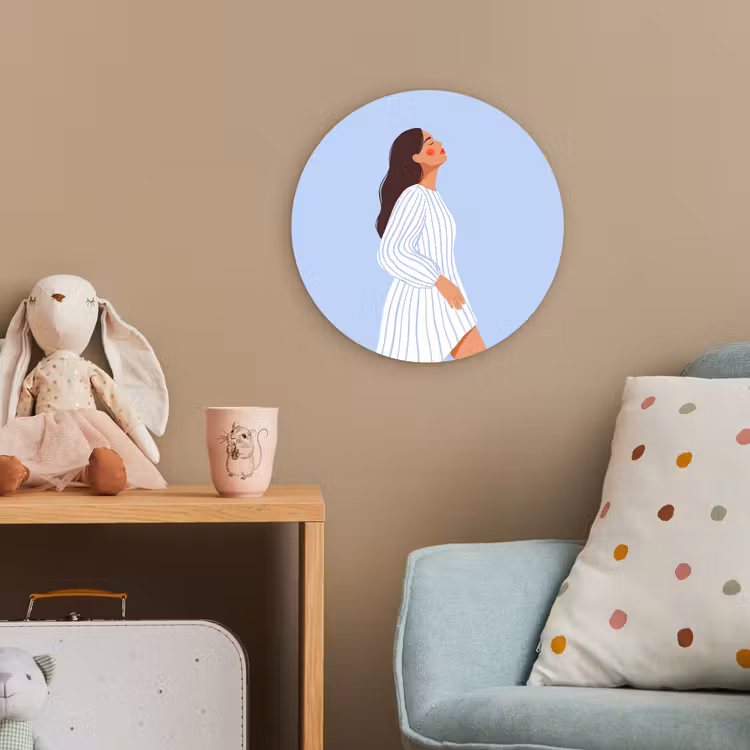 Vrouw - Profiel - Rust - Modern - Illustratie Wandcirkel kunststof plaat 5mm dik klein -tsfeer1_kind