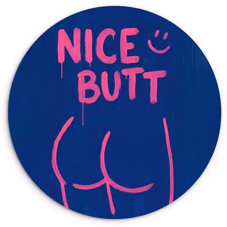 Brutaal - Grappig - Blauw Wandcirkel kunststof plaat 5mm dik klein -3d