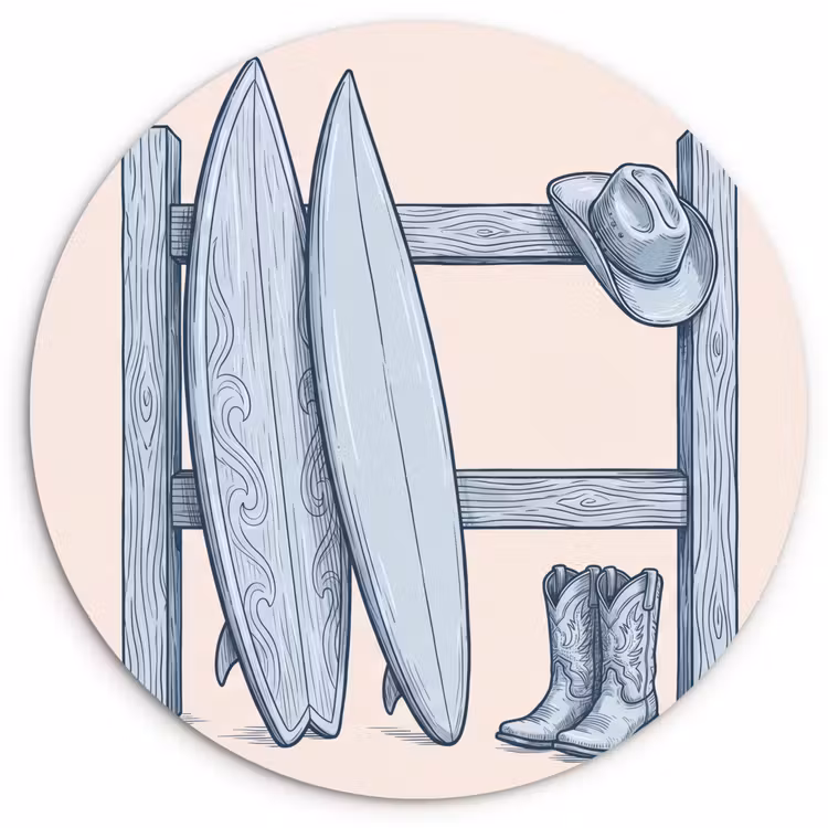 Recreatie - Kleding - Avontuur - Illustratie - Zomer Wandcirkel kunststof plaat 5mm dik klein -3d