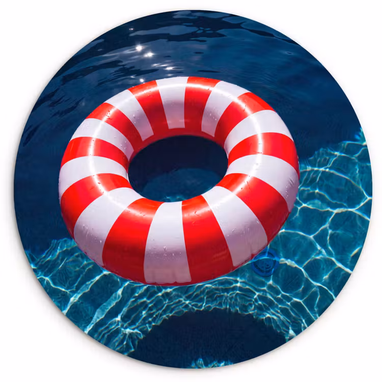 Recreatie - Water - Zomer - Rood - Wit Wandcirkel kunststof plaat 5mm dik klein -3d